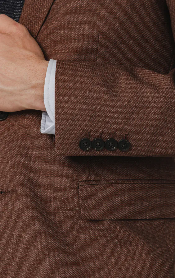 Veste de costume en tissu texturé brun rouille - photo 2