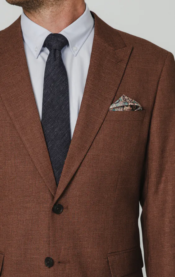 Veste de costume en tissu texturé brun rouille - photo 3
