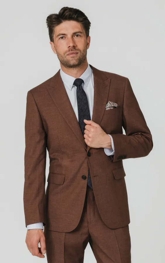 Veste de costume en tissu texturé brun rouille