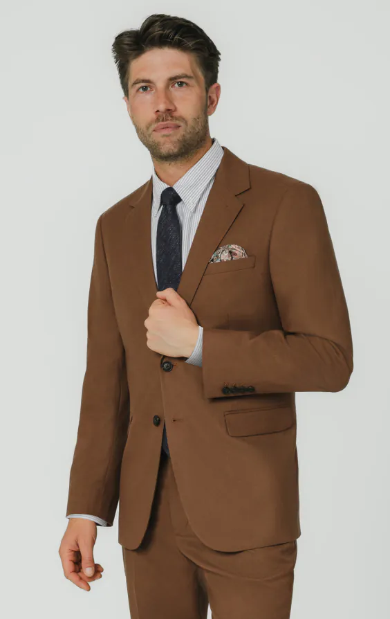 Veste de costume sergé marron moyen Veste de costume sergé marron moyen