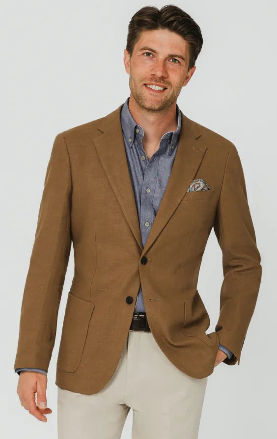 Veste en ramie marron moyen Veste en ramie marron moyen