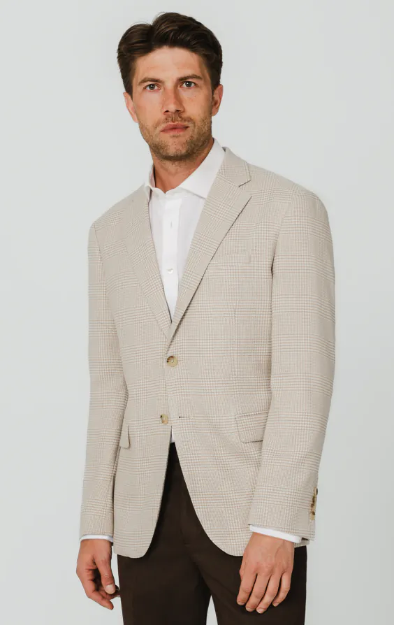 Veste à carreaux Prince of Wales beige Veste à carreaux Prince of Wales beige