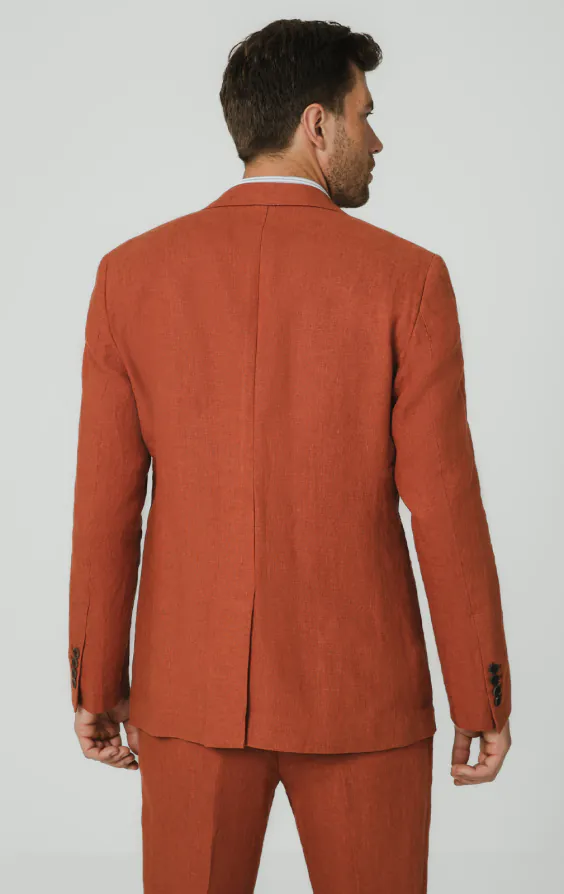 Veste de costume en pur lin orange brûlé - photo 5 Veste de costume en pur lin orange brûlé - photo 5
