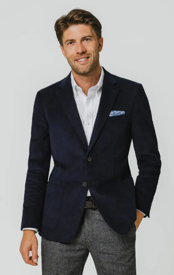 Veste en velours côtelé fin bleu marine Veste en velours côtelé fin bleu marine
