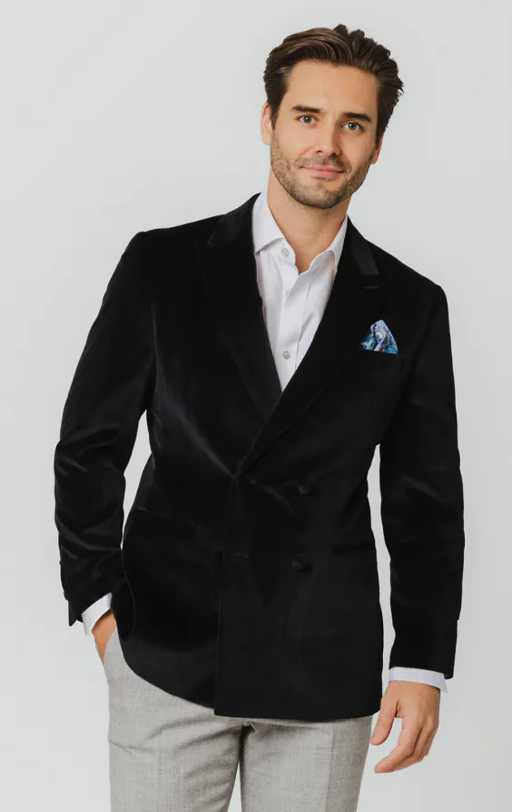 Veste de smoking croisé velours noir Veste de smoking croisé velours noir