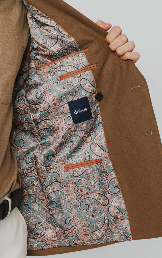 Veste croisée en laine mélangée brossée couleur camel - photo 4