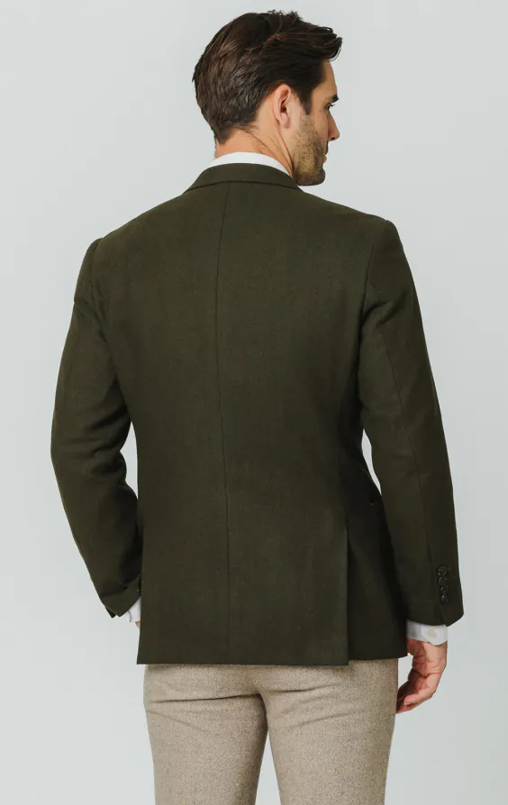 Veste croisée en laine mélangée brossée kaki - photo 5