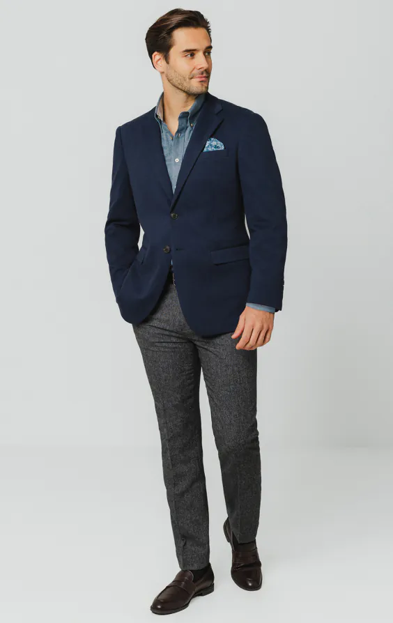 Veste en piqué de coton bleu marine - photo 1 Veste en piqué de coton bleu marine - photo 1