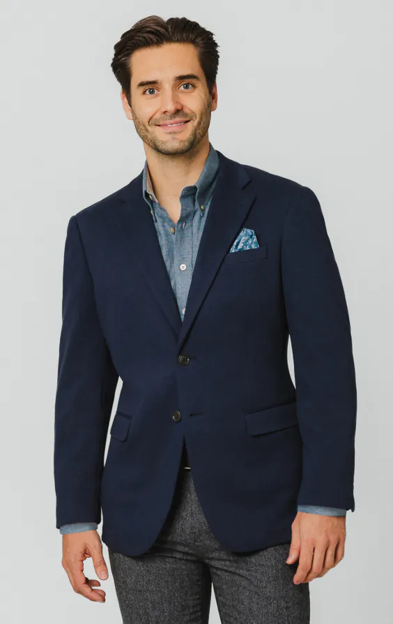 Veste en piqué de coton bleu marine Veste en piqué de coton bleu marine