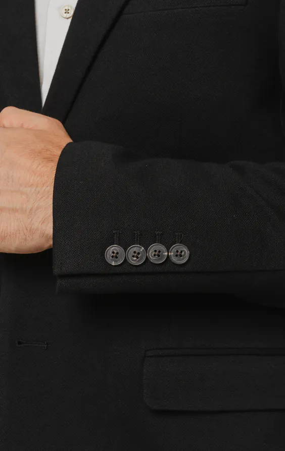 Veste en piqué de coton noir - photo 2