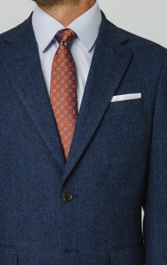 Veste de costume tweed bleu à chevrons - photo 3 Veste de costume tweed bleu à chevrons - photo 3