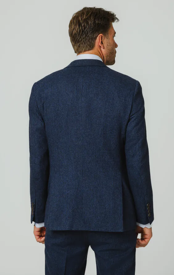 Veste de costume tweed bleu à chevrons - photo 5 Veste de costume tweed bleu à chevrons - photo 5