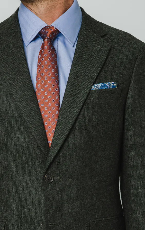 Veste de costume tweed vert foncé à chevrons - photo 3 Veste de costume tweed vert foncé à chevrons - photo 3