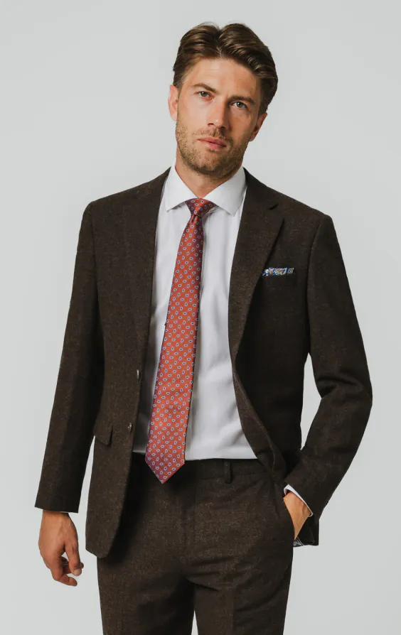 Veste de costume tweed Donegal brun foncé Veste de costume tweed Donegal brun foncé