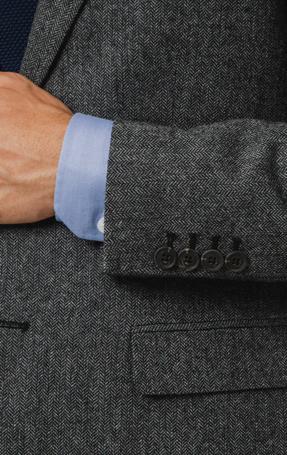 Veste de costume tweed gris à chevrons - photo 2