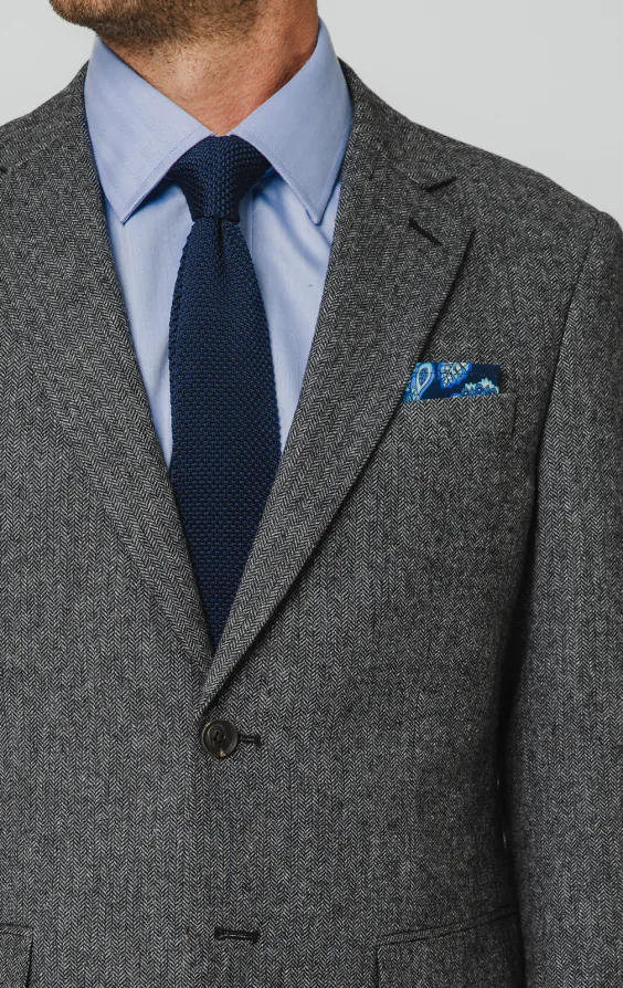 Veste de costume tweed gris à chevrons - photo 3 Veste de costume tweed gris à chevrons - photo 3