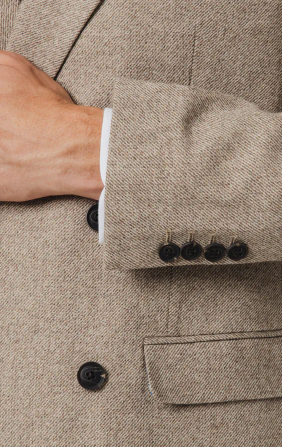Veste de costume sergé tweed marron chameau - photo 2