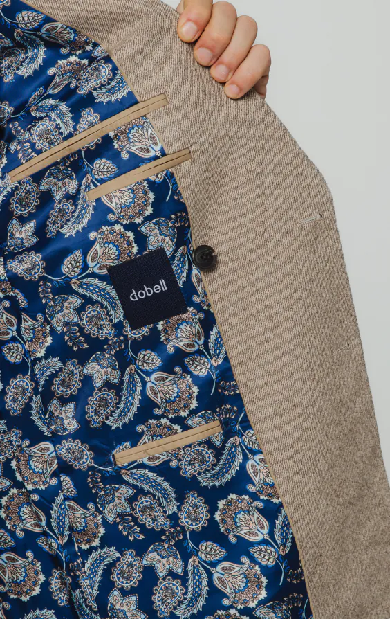 Veste de costume sergé tweed marron chameau - photo 4
