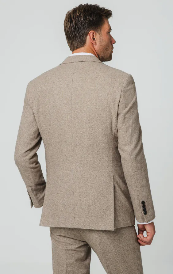 Veste de costume sergé tweed marron chameau - photo 5