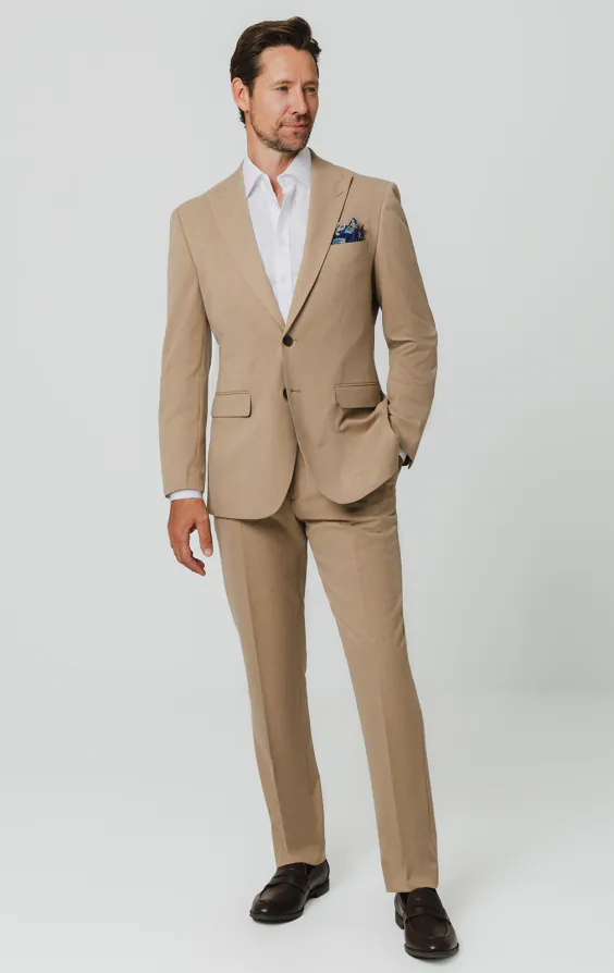 Veste de costume à fines rayures marron chameau - photo 1