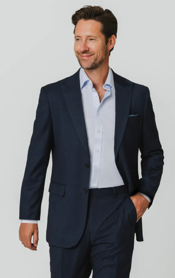 Veste de costume en œil-de-perdrix bleu marine Veste de costume en œil-de-perdrix bleu marine