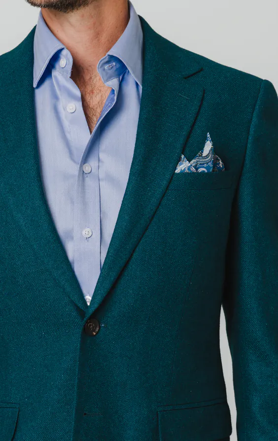 Veste de Costume en flanelle de laine bleu sarcelle - photo 3 Veste de Costume en flanelle de laine bleu sarcelle - photo 3