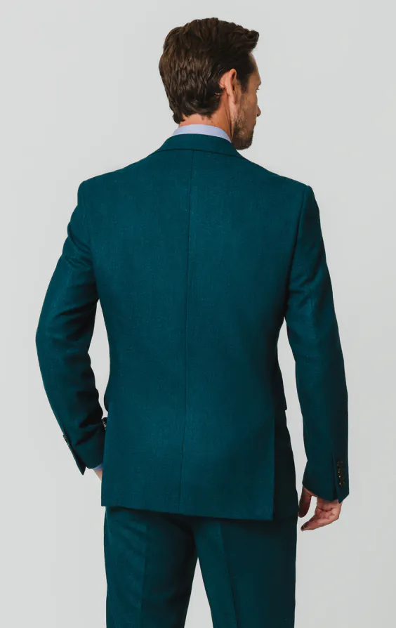 Veste de Costume en flanelle de laine bleu sarcelle - photo 5 Veste de Costume en flanelle de laine bleu sarcelle - photo 5