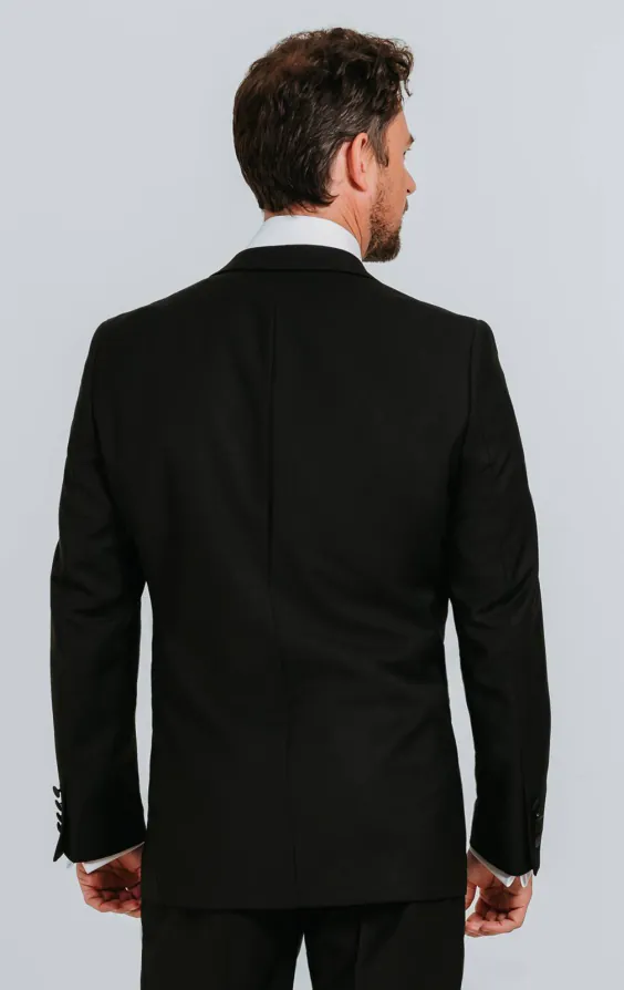 Veste de smoking noir, 100% laine à revers cranté - photo 1