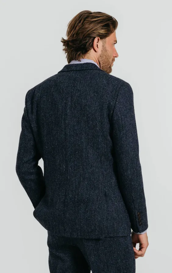 Harris Tweed Veste Bleue à Chevrons - photo 1 Harris Tweed Veste Bleue à Chevrons - photo 1