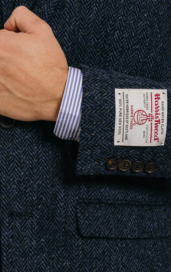 Harris Tweed Veste Bleue à Chevrons - photo 2 Harris Tweed Veste Bleue à Chevrons - photo 2