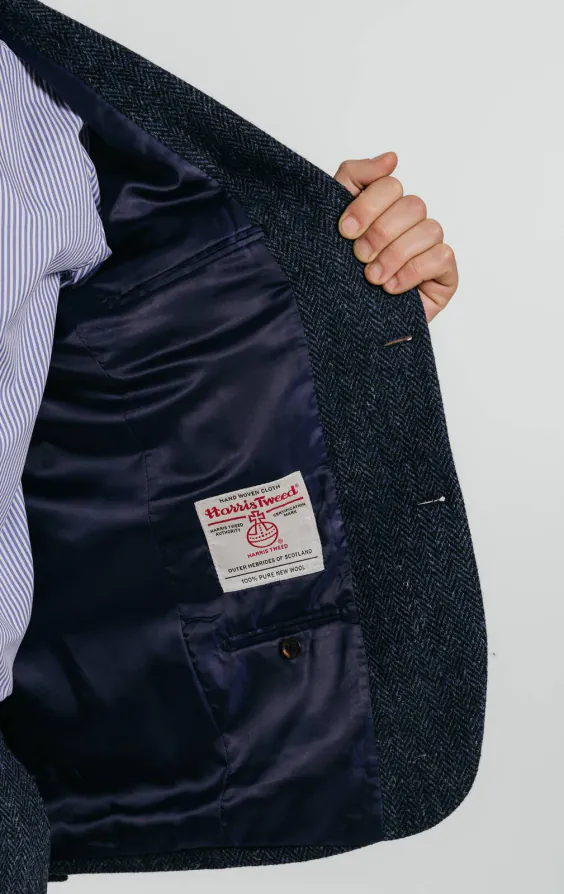 Harris Tweed Veste Bleue à Chevrons - photo 4 Harris Tweed Veste Bleue à Chevrons - photo 4