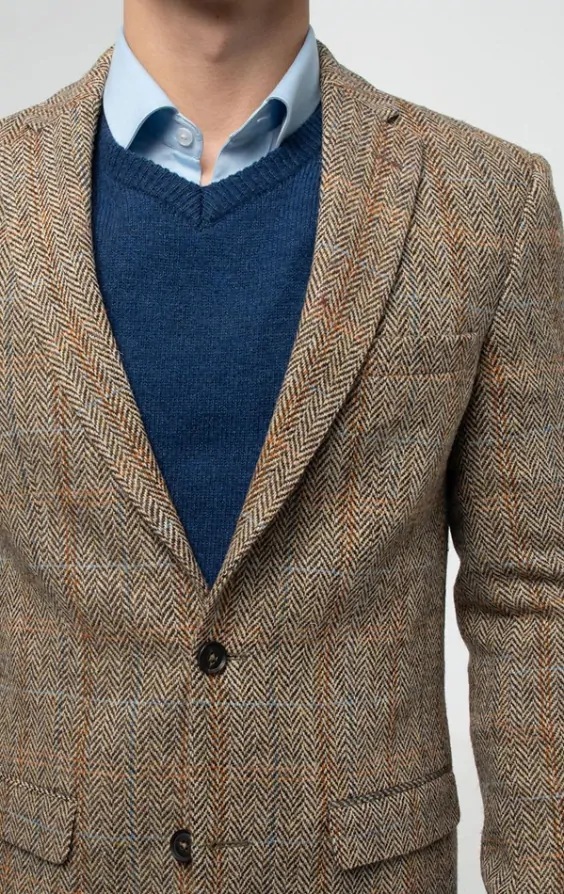Harris Tweed Veste Marron a Gros Carreaux Dobell
