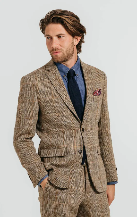 Harris Tweed Veste marron à gros carreaux Harris Tweed Veste marron à gros carreaux