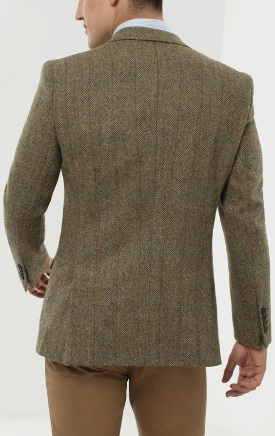 Harris Tweed Veste Verte a Gros Carreaux par Dobell Dobell