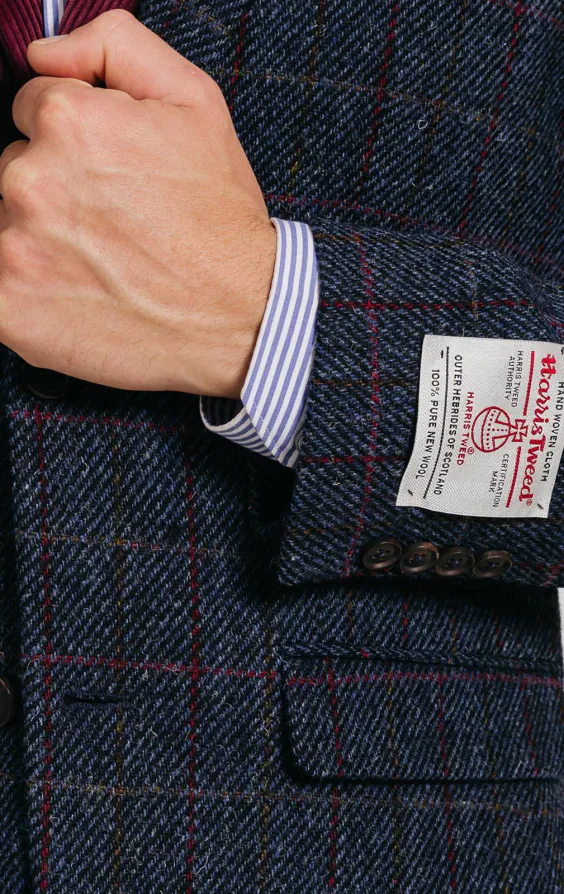 Harris Tweed Veste Tweed Bleu Foncé à gros Carreaux - photo 2 Harris Tweed Veste Tweed Bleu Foncé à gros Carreaux - photo 2