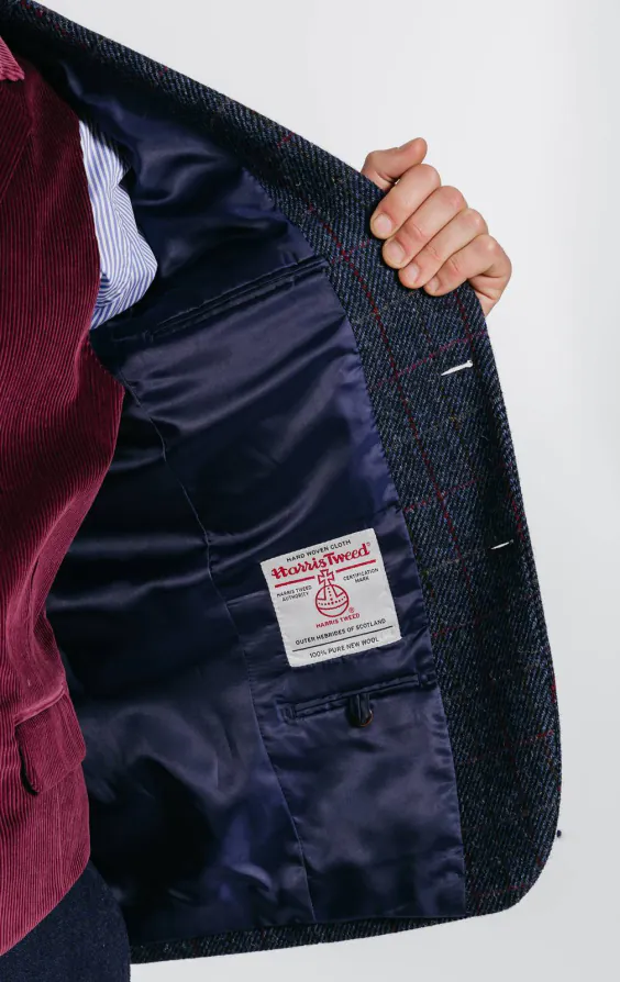 Harris Tweed Veste Tweed Bleu Foncé à gros Carreaux - photo 4 Harris Tweed Veste Tweed Bleu Foncé à gros Carreaux - photo 4