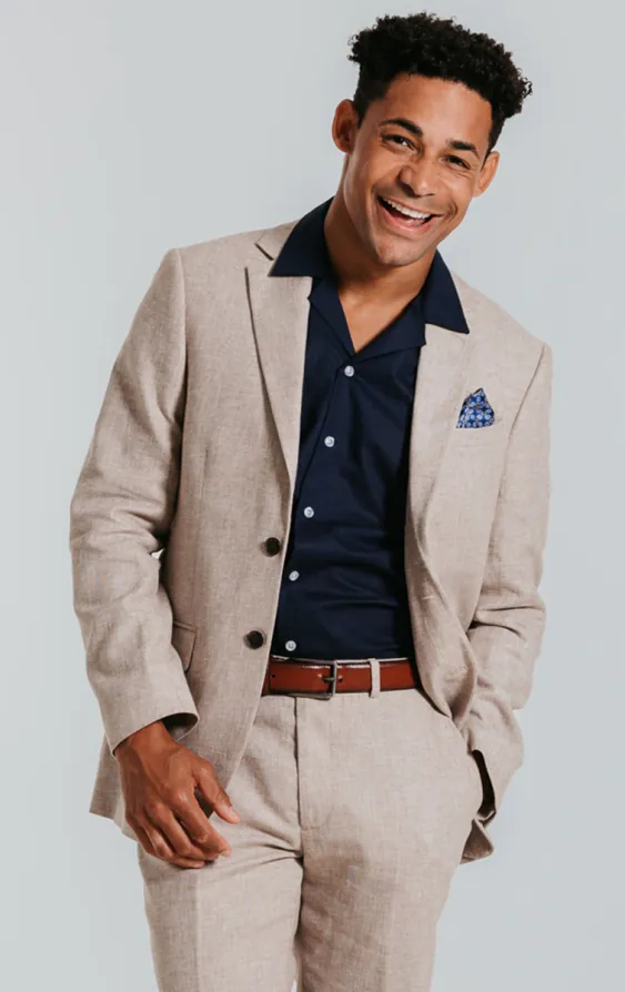 Veste en Lin Sable Coupe Slim Veste en Lin Sable Coupe Slim