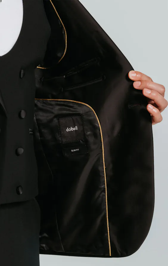 Veste de smoking noir, coupe slim à col en pique - photo 4