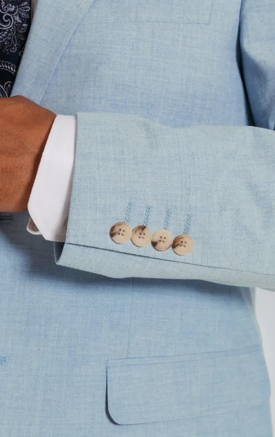 Veste de costume bleu clair avec revers à pointe - photo 2