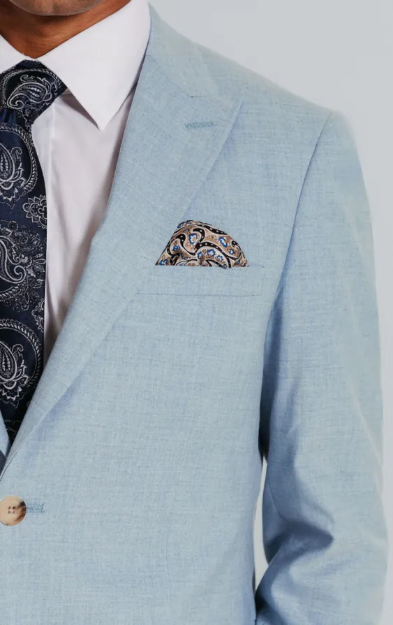 Veste de costume bleu clair avec revers à pointe - photo 3