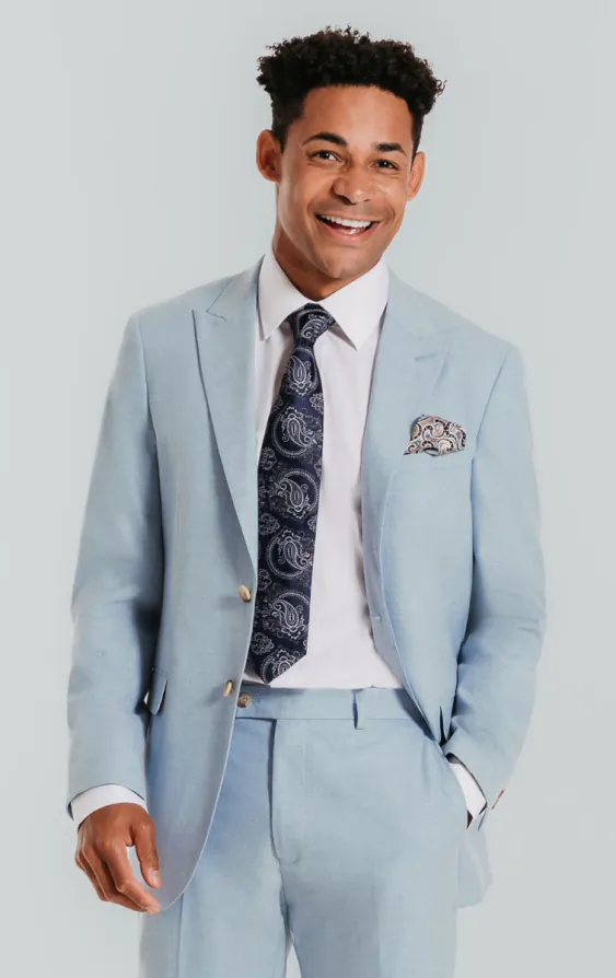 Veste de costume bleu clair avec revers à pointe