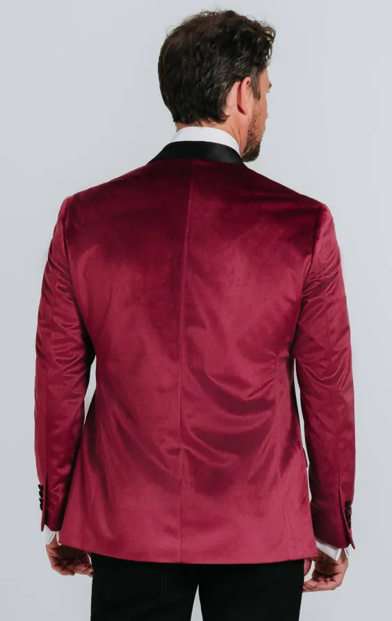 Smoking velours bordeaux avec pantalon noir - photo 2 Smoking velours bordeaux avec pantalon noir - photo 2