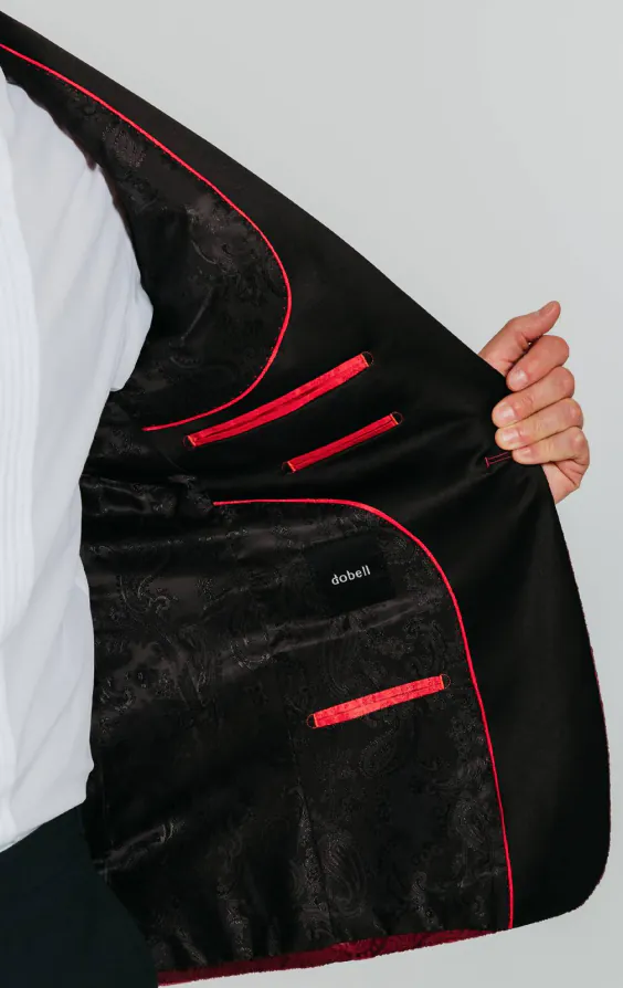 Veste de smoking en velour motif cachemire bordeaux - photo 4