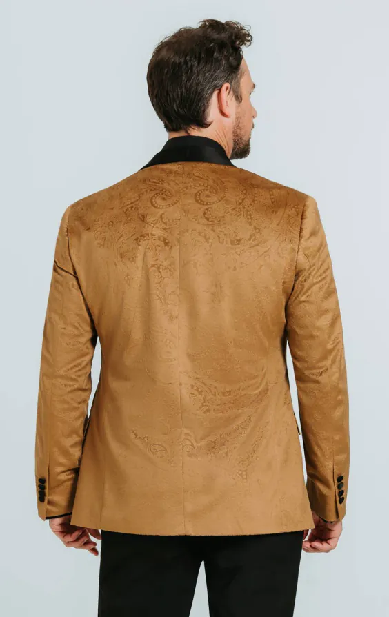Veste de smoking en velour motif cachemire Or - photo 1