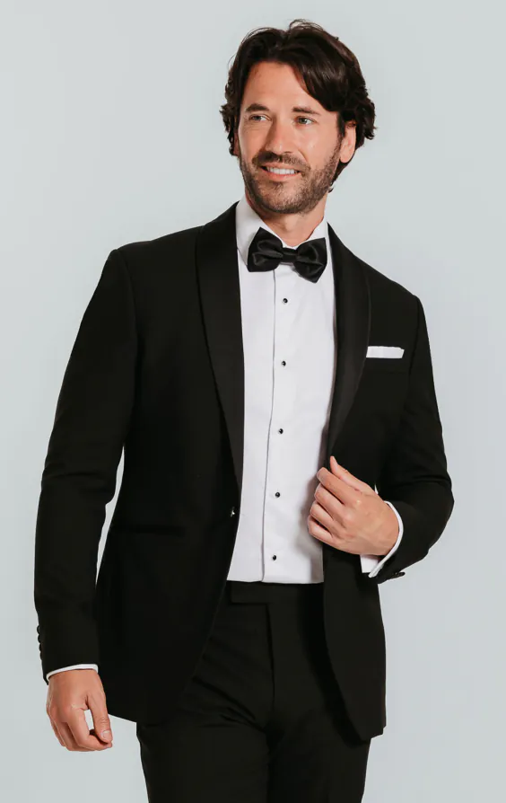 Veste de smoking noir coupe slim à col châle