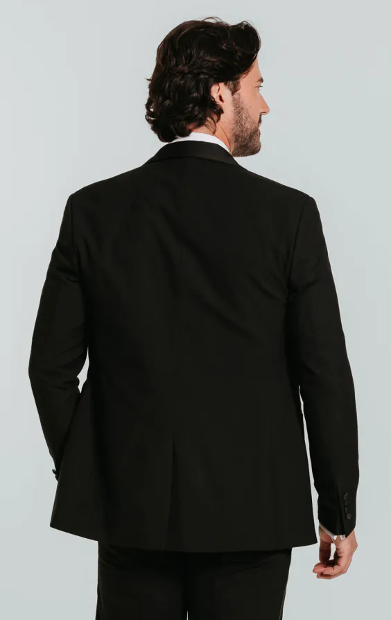 Veste de smoking noir coupe slim à col châle - photo 1