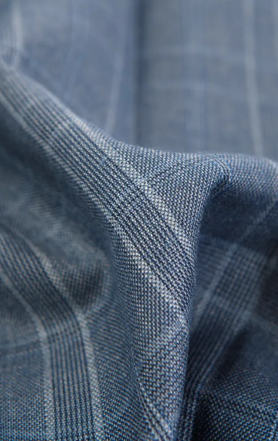 Pantalon de costume à carreaux bleu clair avec revers à pointe - photo 3