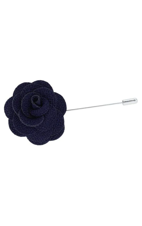 Épingle de col Fleur Bleu marine