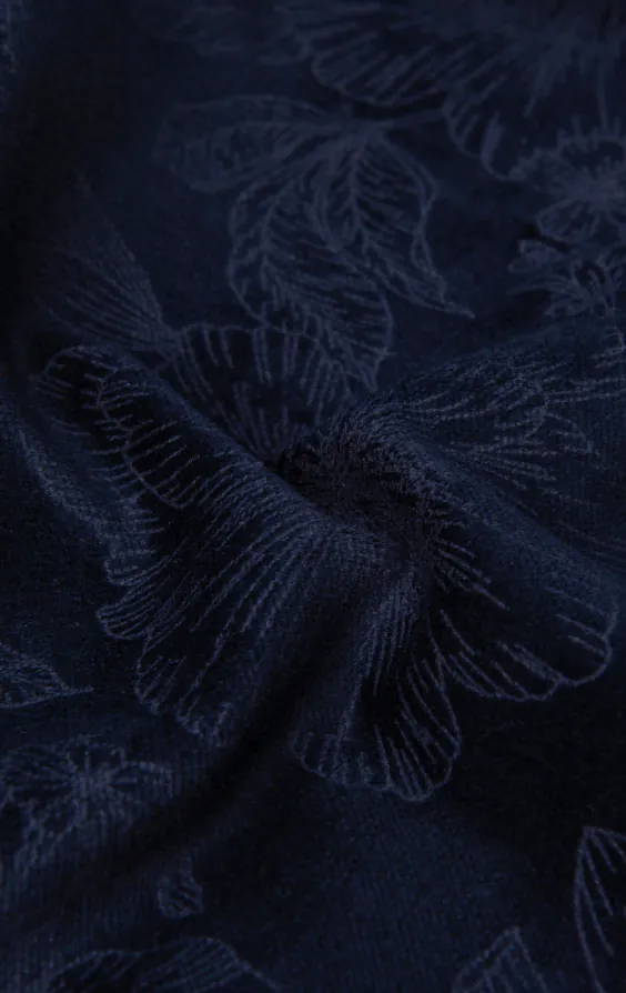 Veste de smoking en velours Jacquard floral marine bleu - photo 6