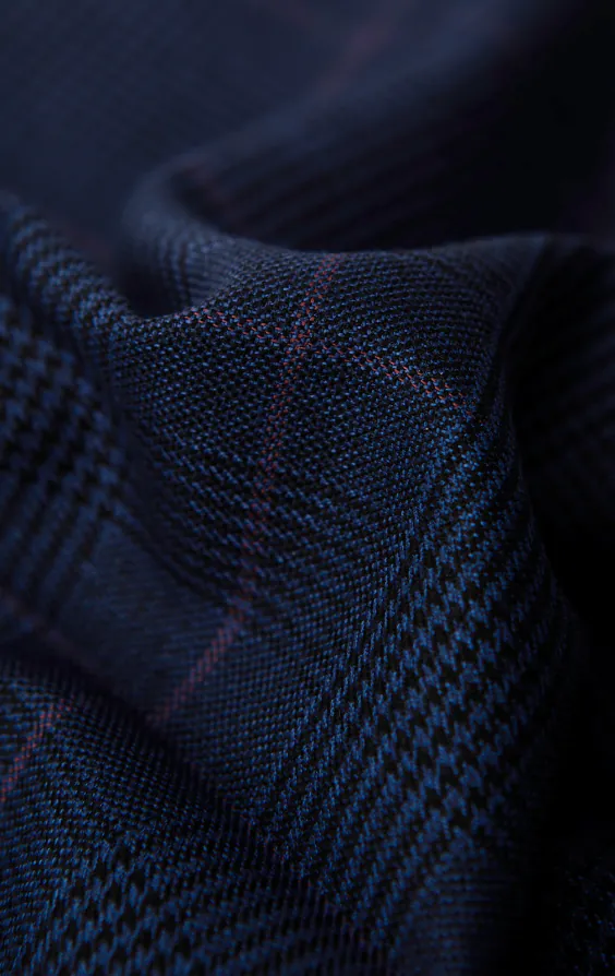 Gilet bleu marine à carreaux rose - photo 3